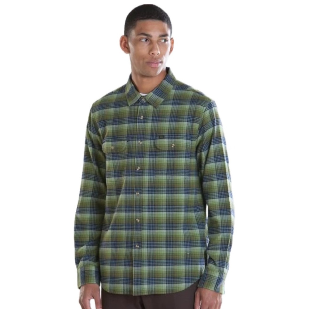 OBEY Collins Men's Woven Button Up Plaid Shirt Green Size Small